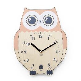 Rich Owl non-ticking Silent Wall Clock (peach)