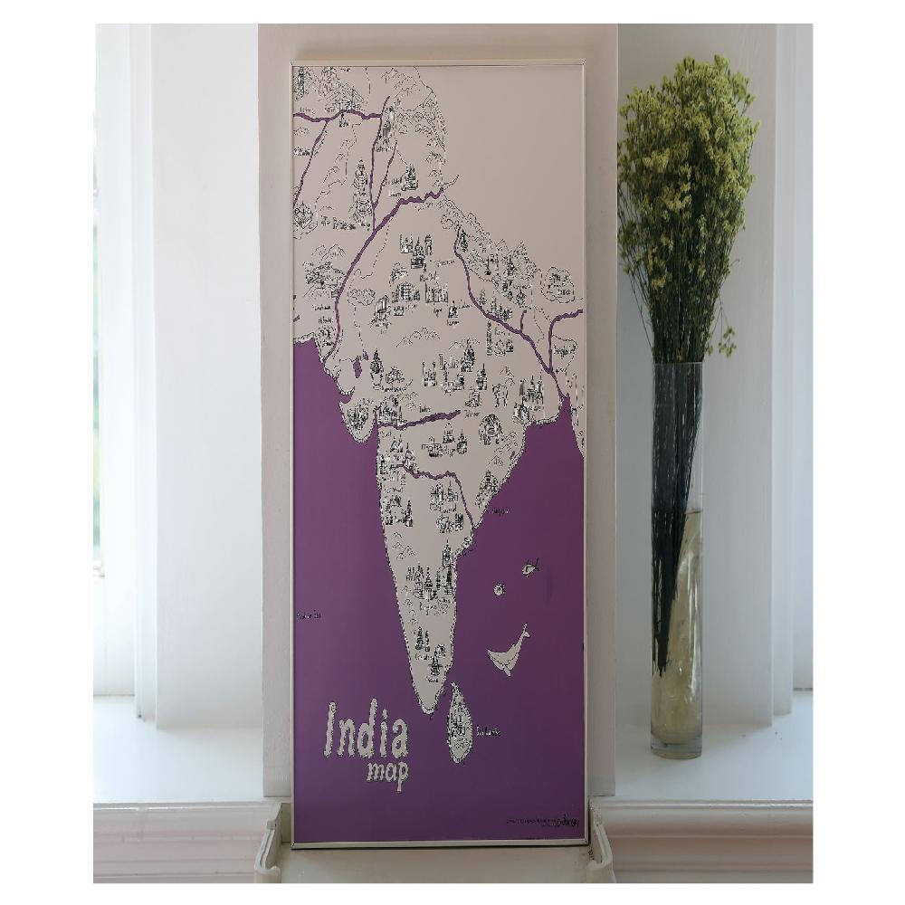 Dream Sky Nation-Map Decorative Coloring Painting DIY Paper Continent Map - India