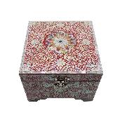 Nacre Inlay Mother of Pearl Storage Chest Wooden Box Crane with Pin Tree Design Jewelry Mirror Box
