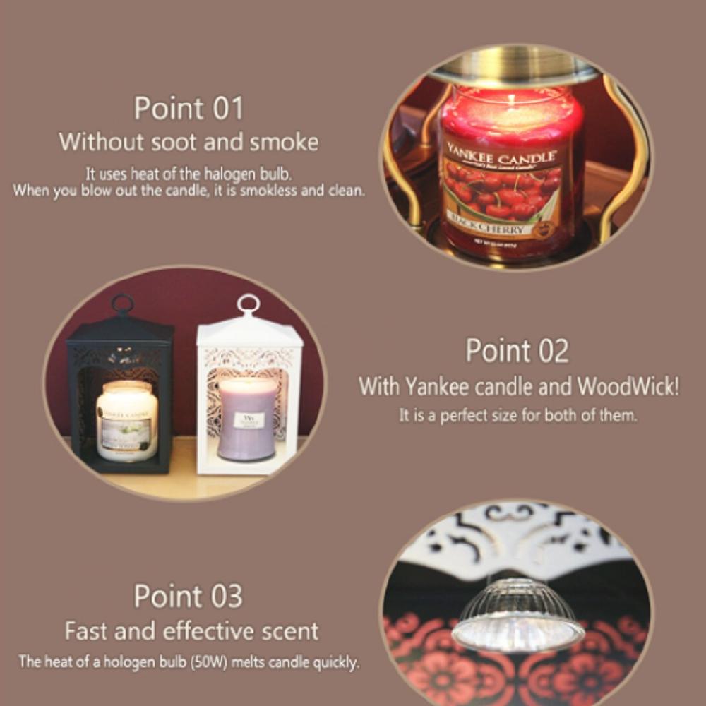 Aroma Candle Candle Lantern Lamp Candle Stand Candle Warmer (Scroll)/Black Touch