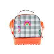 oddbi Happy Checkered 2-Tier Insulation Cooler Bag - pink