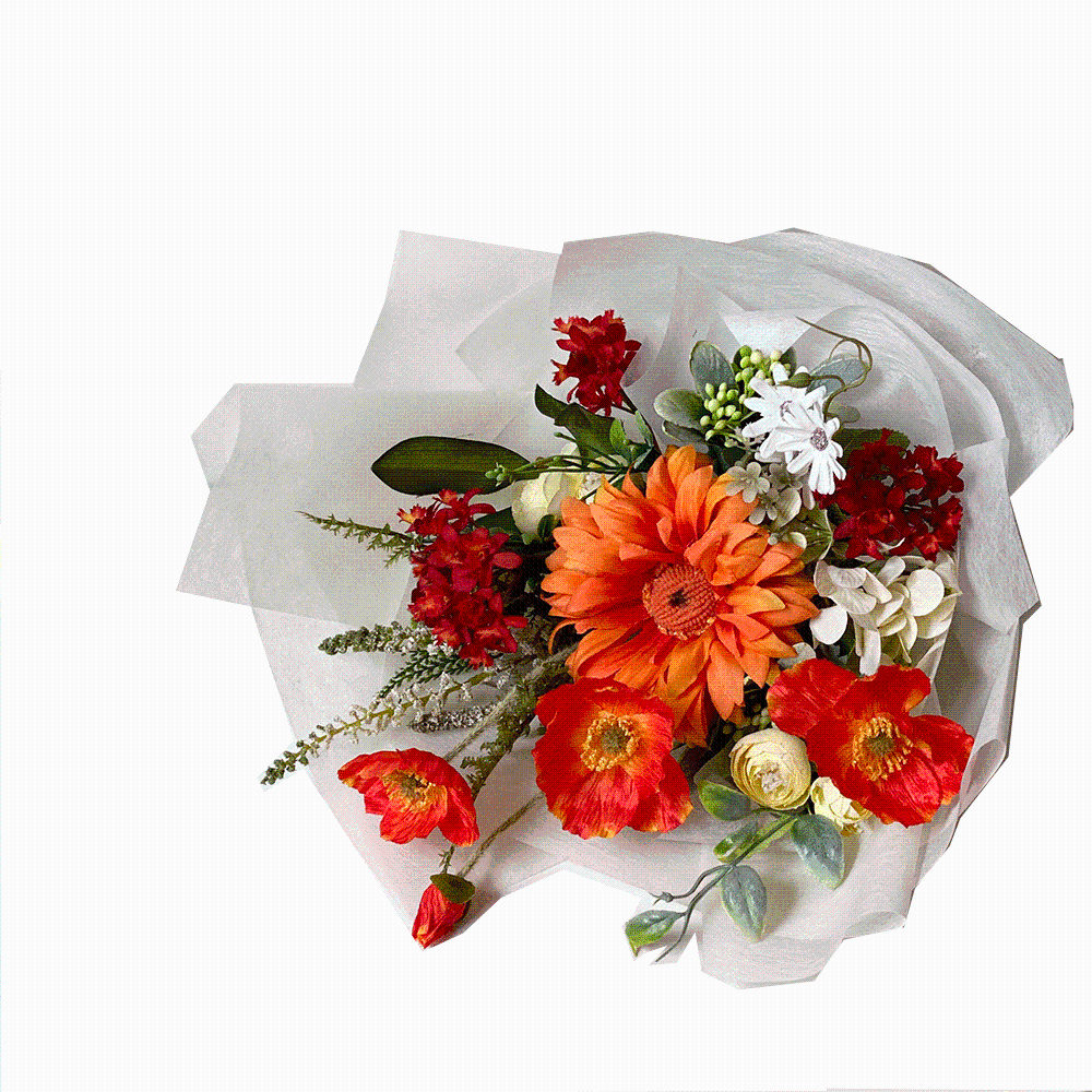 Artificial Poppy Bouquet  (Coral Sunset)