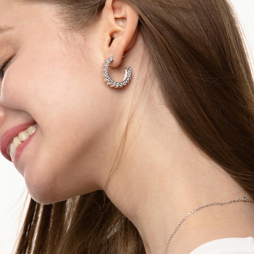 Solar Circle White Earrings ( S925 )