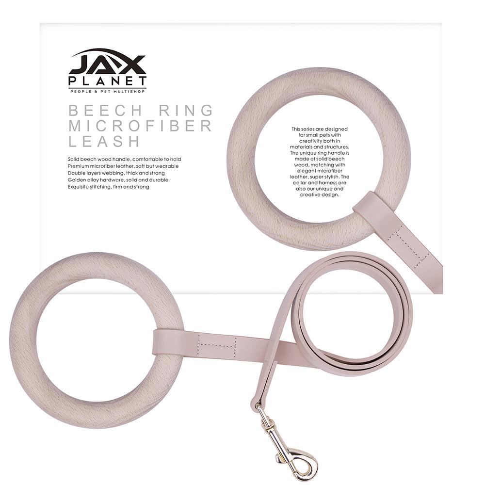 Cute_Microfiber Leather Leash with Wood Handle