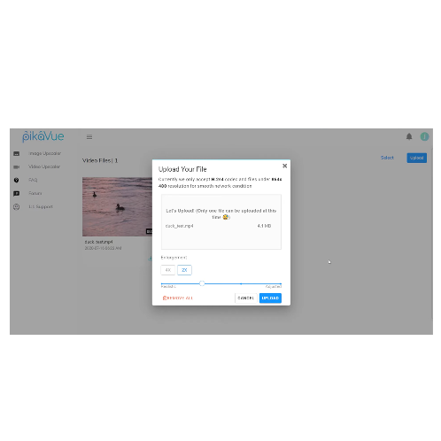 Online video and image enhancer / upscaler for B2B and B2C