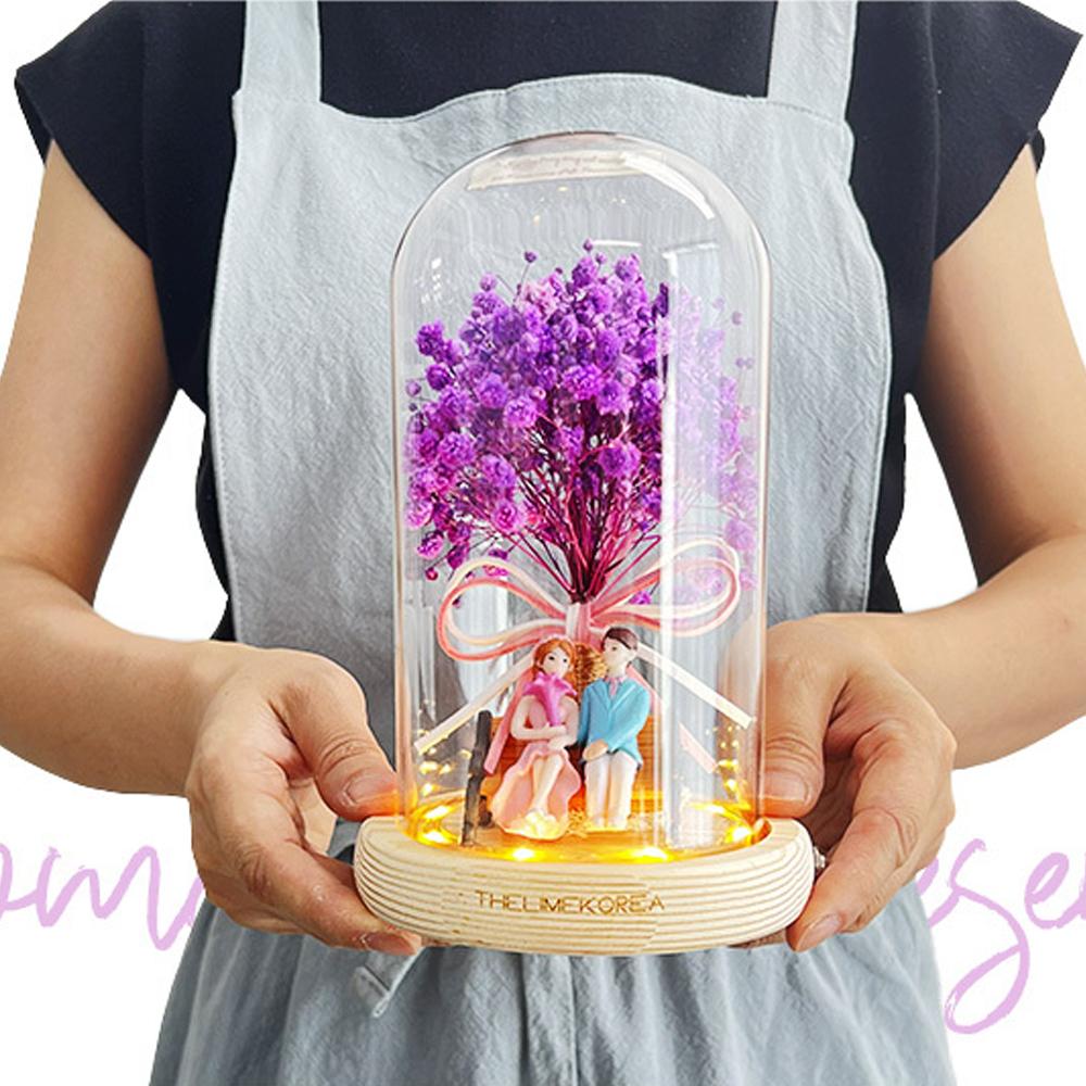 LED Fog Couple Glass Dome Mood Lamp Lovely Figure Fog Flower