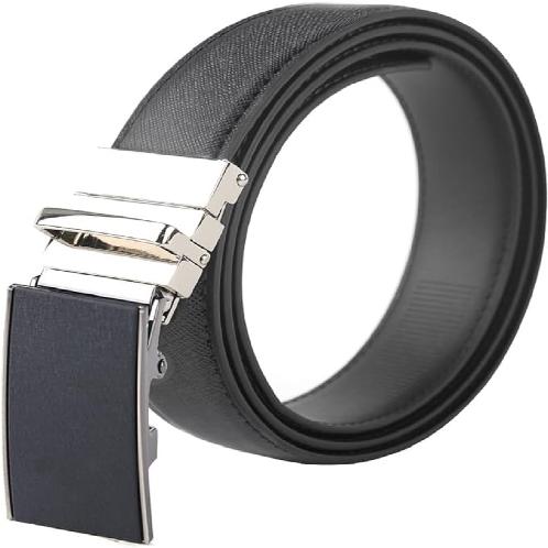LineFit Men's Leather Belt_Casual Dress Classic Jean Adjustable Automatic Stretch Buckle S05 (Sizes