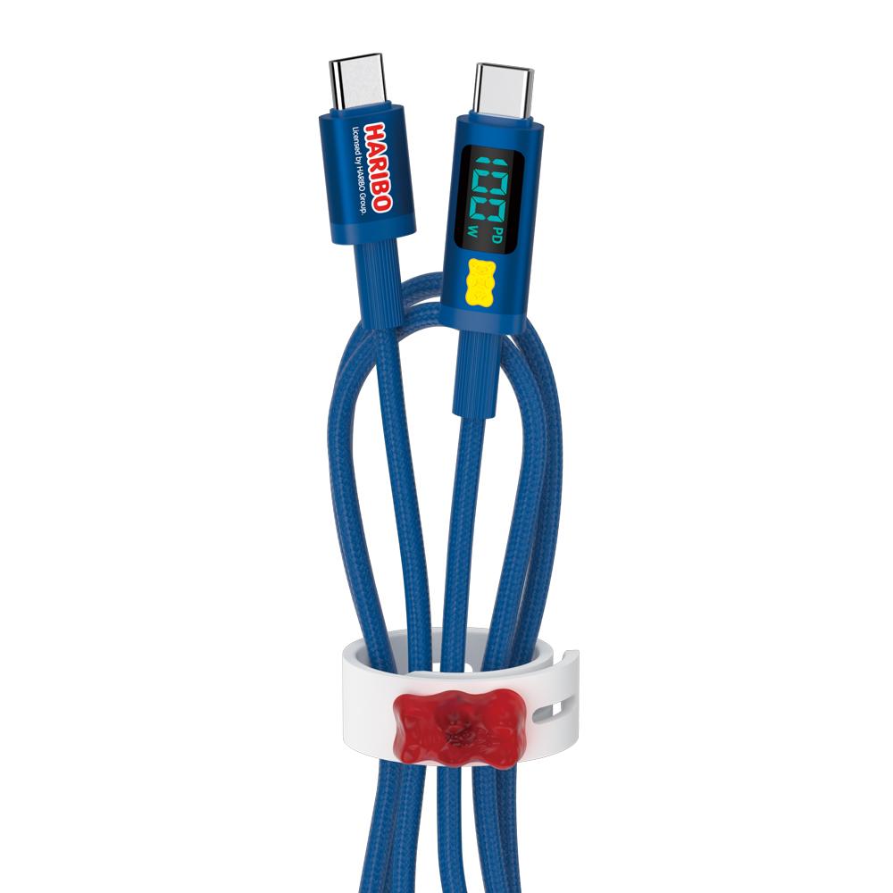 Haribo 100W Type-C Cable LCD Display Super Fast Charging High-Speed Data Transfer 1.5m Tangle-Free
