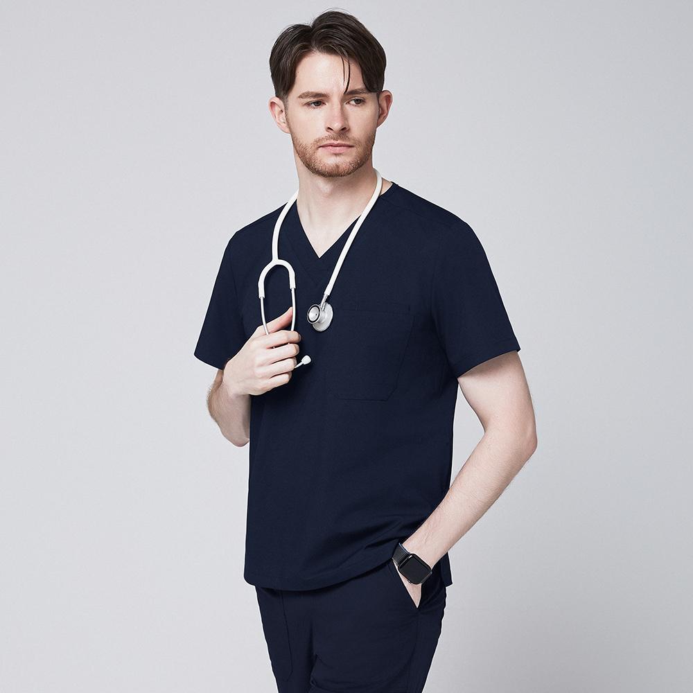 Men's-3-Pocket-Scrub-Top-Navy